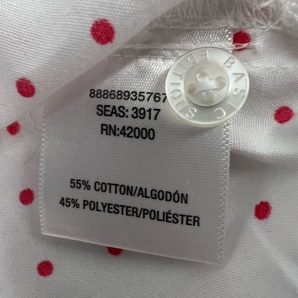 Basic Editions White Pink Polka Dot Sleeveless Collar Shirt Size Small Women’s - Picture 5 of 5